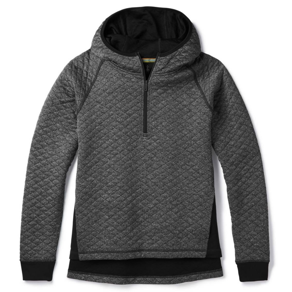 Smartwool Diamond Peak Quilted Pullover S Gray Hoodie Wool Blend 1/4 Zip